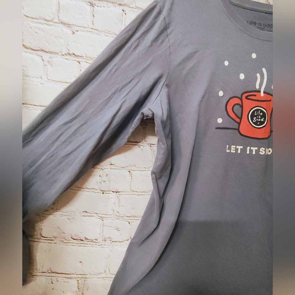 Life is Good XXL Women's Crusher T Shirt " Let it Snow" Hot Mug Graphic - Picture 4 of 13